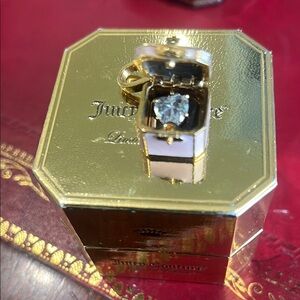 Juicy Couture pink Jewelry Box Charm with heart shaped diamond